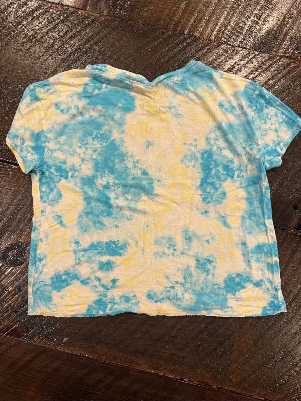 Justice Girls Tie-Dye Blue & Yellow Glitter Logo Tee